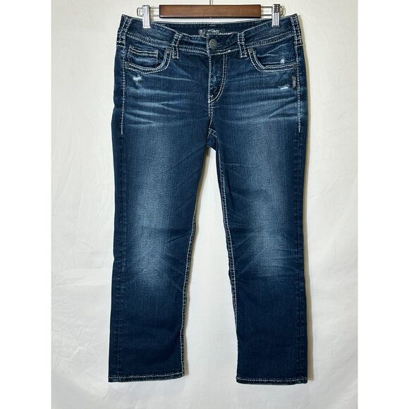 Silver Suki Mid Capri Women's Crop Jeans Fluid Denim Thick Stitch Tag Size 30 - Picture 1 of 4